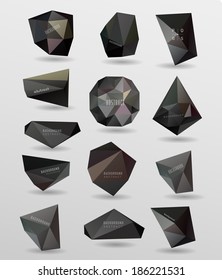 polygonal black bubble, label/ triangles element for your design