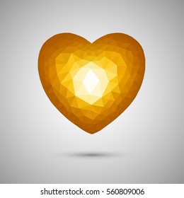 Polygonal black heart. Low-poly. Transparent background. Vector illustration.