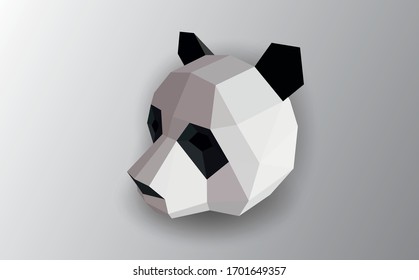 polygonal black and white abstract panda vector illustration. Web design page icon element.