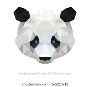 polygonal black and white abstract panda vector illustration. Web design page icon element.