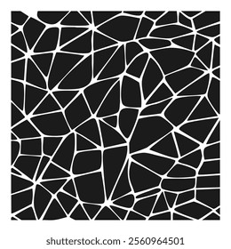 Polygonal black and white background. Seamless background of geometric shapes Freehand illustration. cracks texture. Vector background. Endless stone texture. Broken glass. EPS