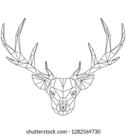 Polygonal black and white deer head