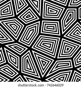Polygonal black and white seamless background. Geometric line pattern for wallpapers and textile