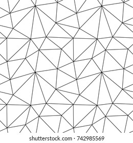 Fundo sem costura preto e branco poligonal. Padrão de linha geométrica para papéis de parede e têxteis