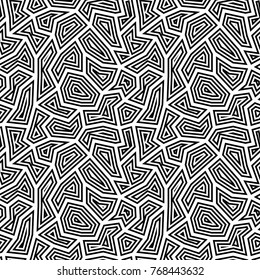 Polygonal black and white seamless background. Geometric line pattern for wallpapers and textile