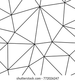 Polygonal black and white seamless background. Geometric line pattern for wallpapers and textile