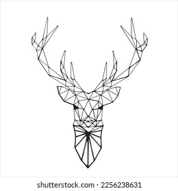 polygonal black and white triangle deer head