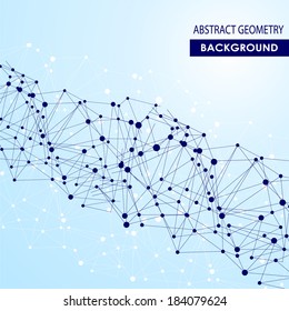Polygonal  blue background. Abstract molecular dna connection vector concept