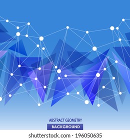 Polygonal blue background with abstract molecular connection