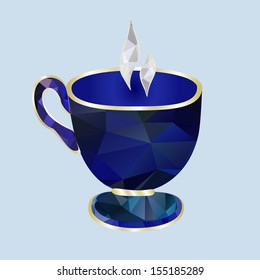 polygonal blue cup