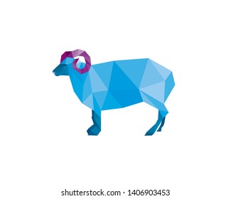 Polygonal Blue Goat Art Vector