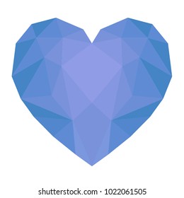 Polygonal blue heart. Vector illustration. Valentine's Day.