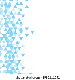 Polygonal blue mosaic background. Abstract low poly vector illustration. Triangular pattern, copy space. Template geometric business design with triangle for poster, banner, card, flyer.