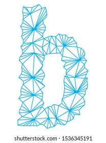 Polygonal blue outline font.Lowercase vector letter.