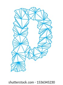 Polygonal blue outline font.Lowercase vector letter.