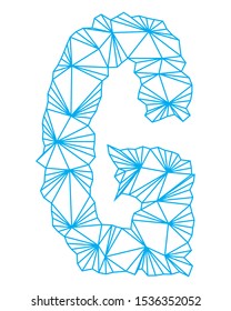 Polygonal blue outline font.Uppercase vector letter.