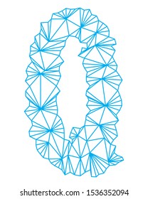 Polygonal blue outline font.Uppercase vector letter.