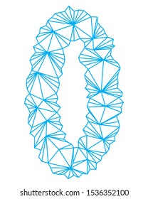 Polygonal blue outline font.Uppercase vector letter.