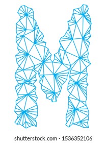 Polygonal blue outline font.Uppercase vector letter.