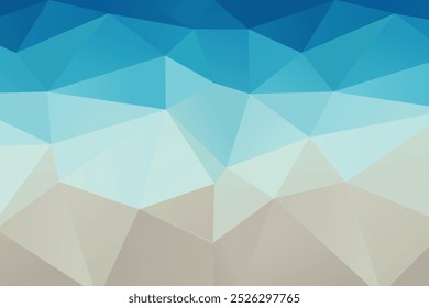 Polygonal blue shaded background. Water colors, or the vastness of the ocean. Peaceful, calm, tranquil. Smooth blending of blues