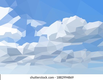 polygonal blue sky and white clouds