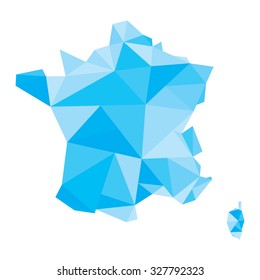 polygonal blue vector map of France