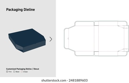 Polygonal Box Dieline , Pizza Box Dieline, Package Dieline