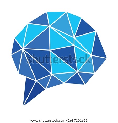 polygonal brain with blue neon edges symbolizing