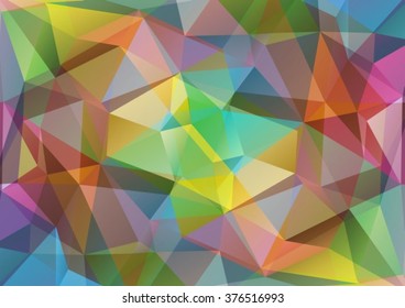 Polygonal bright abstract background with blue and pink triangles.