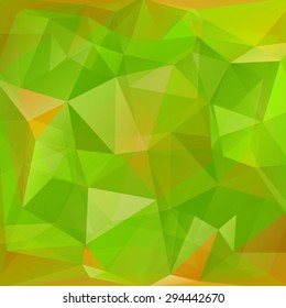 Polygonal bright abstract background with green and brown triangles.