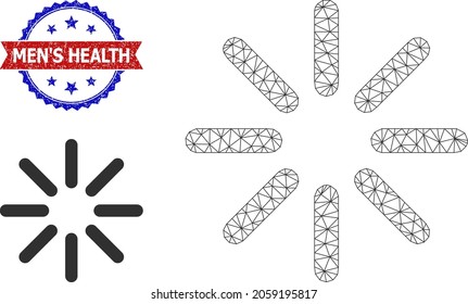 Icono de modelo de brillo poligonal, y sello de salud masculino de grunge bicolor. La ilustración de malla de malla se ha diseñado con el icono de brillo.