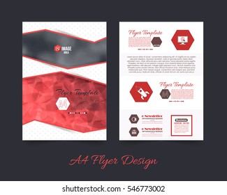 Polygonal Brochure, A4 Flyer Document and Vector Background. Corporate Leaflet, Textbook Cover Design. Print Ready Business Pamphlet or Low Poly Booklet Template
