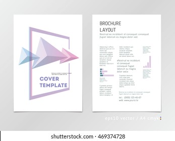 Polygonal brochure cover layout. Catalog, annual report, page template. Think outside the box concept on white background. Low poly design, geometric shapes, soft colors style. Rectangle 3d frame.