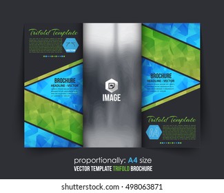 Polygonal Brochure Design. Corporate Leaflet, Tri-Fold Cover Template