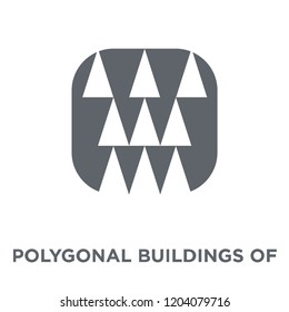 Polygonal buildings of small triangles icon. Polygonal buildings of small triangles design concept from Geometry collection. Simple element vector illustration on white background.