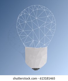 Polygonal bulb made of triangles and lines on a grey background.Vector illustration