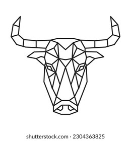 Polygonal Bull. Geometric line animal. Vector illustration.