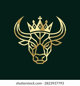 Polygonal bull head design symbolizing strength and royalty.