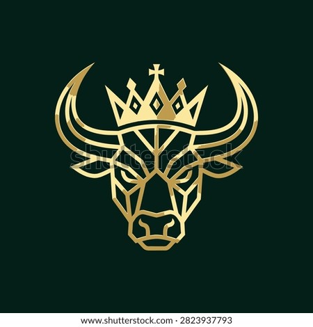 Polygonal bull head design symbolizing strength and royalty.