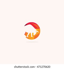 Polygonal Bull logo, abstract low poly animal vector design