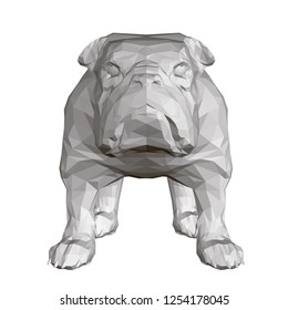 Polygonal Bulldog 3D. Front view. Vector illustration.