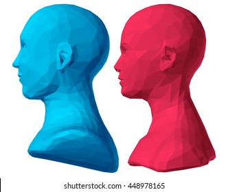 polygonal bust of male and female. without hairs.