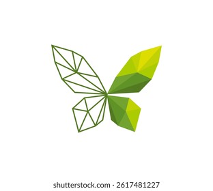 Polygonal butterfly icon and logo Vector