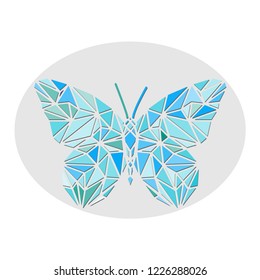 Polygonal butterfly isolated on white. Low poly insect illustration. Triangle color animal image. Polygon insect. Graphic colorful wings.