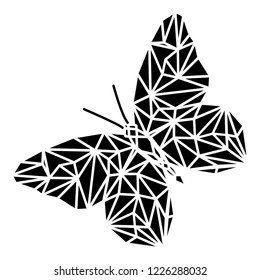 Polygonal butterfly isolated on white. Low poly insect illustration. Triangle color animal image. Polygon insect.