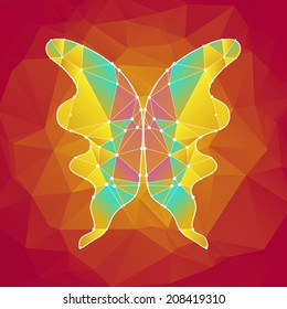 polygonal butterfly on a pink background