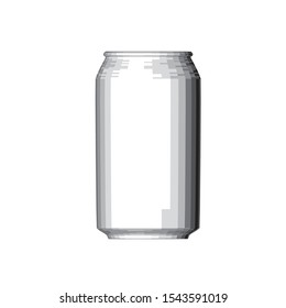 Polygonal can of lemonade, beer, drink, soda. Black and white shades. Flat style.