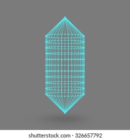 Polygonal capsule. The capsule of the lines connected dots. Atomic lattice. Driving constructive solution tank. White gradient background