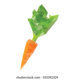 Polygonal carrot isolated. Abstract low poly vegetable