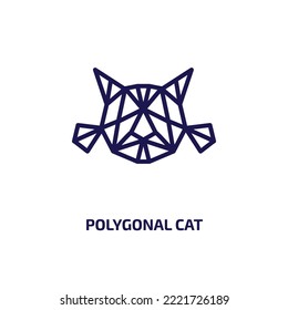icono de gato poligonal de la colección de geometría. Gato poligonal delgado lineal, gato, ícono de contorno poligonal aislado sobre fondo blanco. Signo de gatos policónicos vectoriales de línea, símbolo para web y móvil